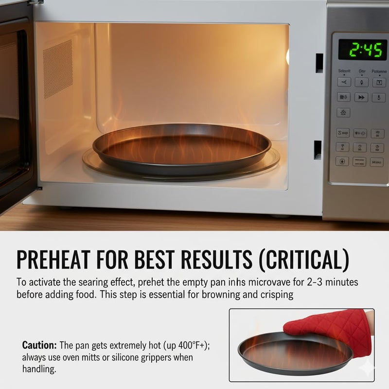 MACONEE 10inch Universal Microwave Crisper Pan/Microwave Cookware Browning Tray, Crispy Plate, Microwave Crispers for Reheat Frozen Pizza, Chicken Nuggets French Toast with Crispy Effect! - Image 4